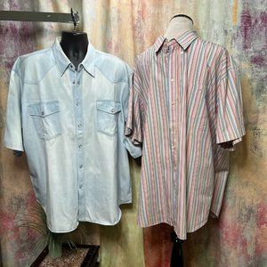 📌Le Frog & Big Fashion 2 Shirts 1 Denim w/ Push Button & 1 Button Cotton Shirt